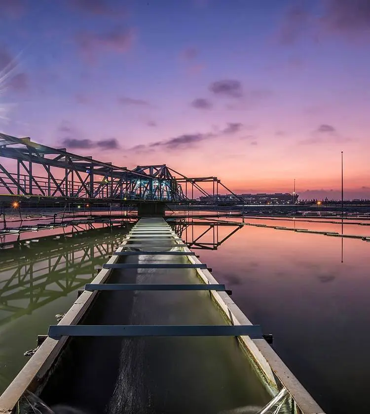 Water Treatment Plant at twilight time